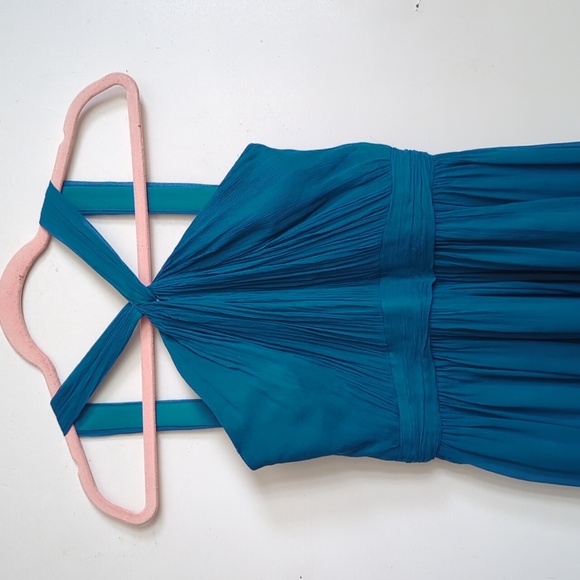 J Crew Sinclair Silk Dress Lined Halter Teal Blue size 4 Party Cocktail Formal - Picture 10 of 10